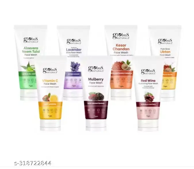 Globus Naturals Face Care Combo - Aloe Vera, Kesar Chandan, Mulberry, Vitamin C, Lavender, Ubtan, Red Wine