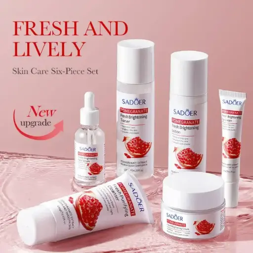 SADOER Pomegranate Vitality Bright Skin 6-in-1 Skincare Set | Hydrating & Brightening