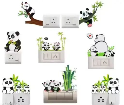 Panda Swithboard Wall Sticker ( Size - 30*30 cm )