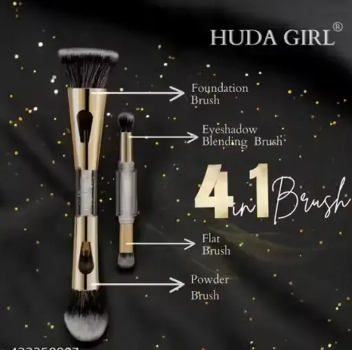 HUDA GIRL Makeup Brush Set for Women and Girls, 4 in 1 Essential Make Up