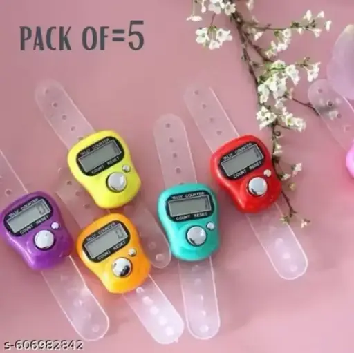 Digital Electronic Mini Finger Ring Hand Tally Counter, For Various Counting Purpose Pack of 5 ( Assorted Colour )